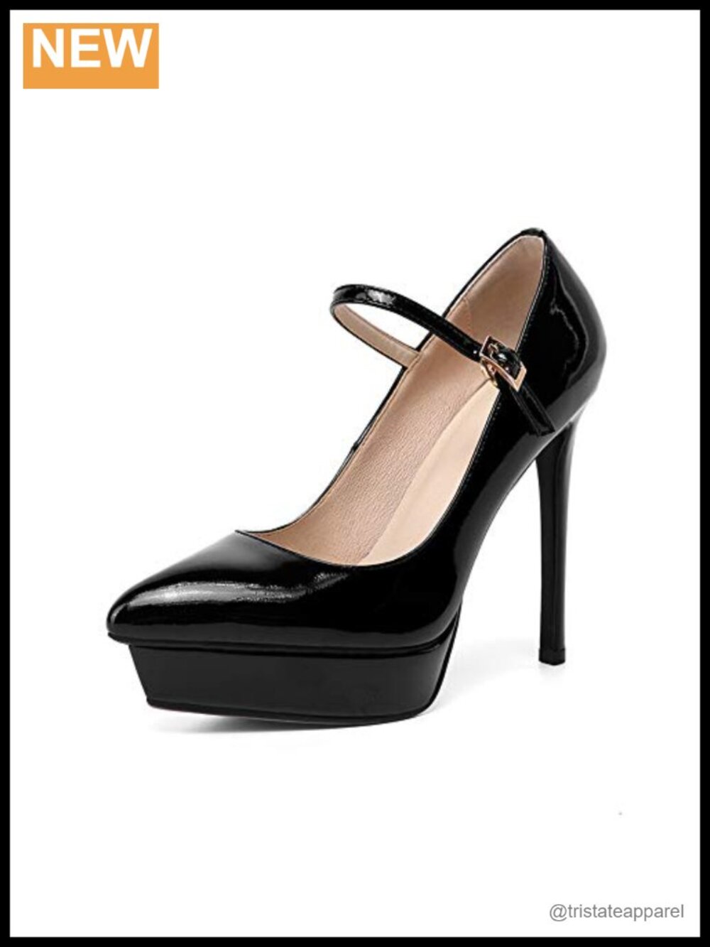 Women's Genuine Leather Platform Pumps Buckle Stiletto Heels